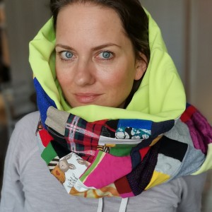 komin patchworkowy boho handmade kolorowy ciepły