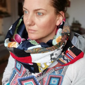 komin patchworkowy boho handmade kolorowy ciepły