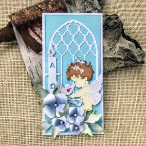 061, Kartka na Chrzest święty z aniołkiem.