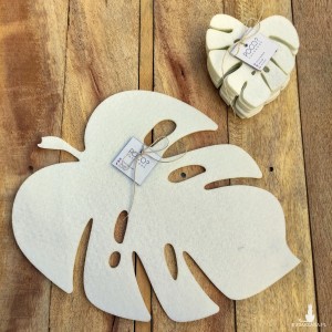 Podkładka filcowa liść Monstery - zestaw biały