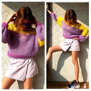 Sweter PRIMAVERA w kolorze  lila  , żółty