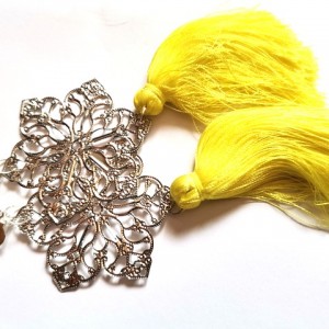 klipsy długie lekkie zółte fredzle