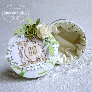 Pamiątka 1-szej Komunii Świętej, personalizowane pudełeczko na prezent zielone