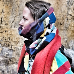 komin patchworkowy boho handmade kolorowy ciepły