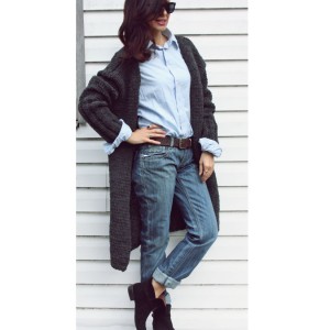 Grafitowy sweter handmade oversize z wełną