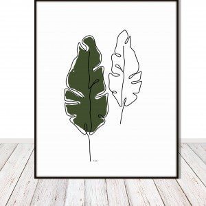 Grafika autorska - liście bananowca, plik cyfrowy do pobrania, wydrukuj jak chcesz