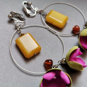 klipsy  kwiaty orient totalne szalenstwo