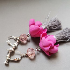 klipsy  kwiaty orient leciutkie