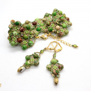 Elegancki komplet biżuterii z jaspisu cesarskiego