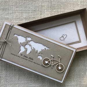 041 KARTKA NA ŚLUB W SZCZĘŚLIWĄ PODRÓŻ w stylu eco /rustykalnym