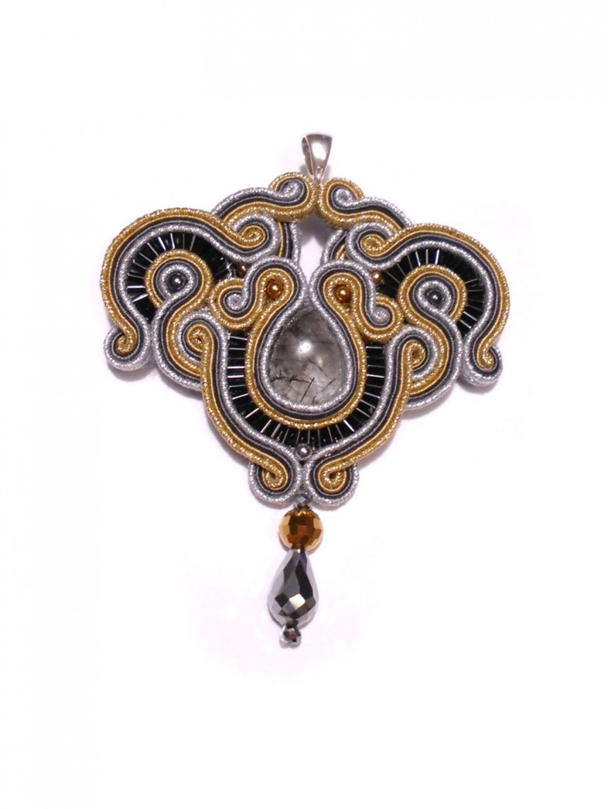 wisior sutasz kwarc z turmalinem