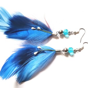 Kolczyki etno boho pióra