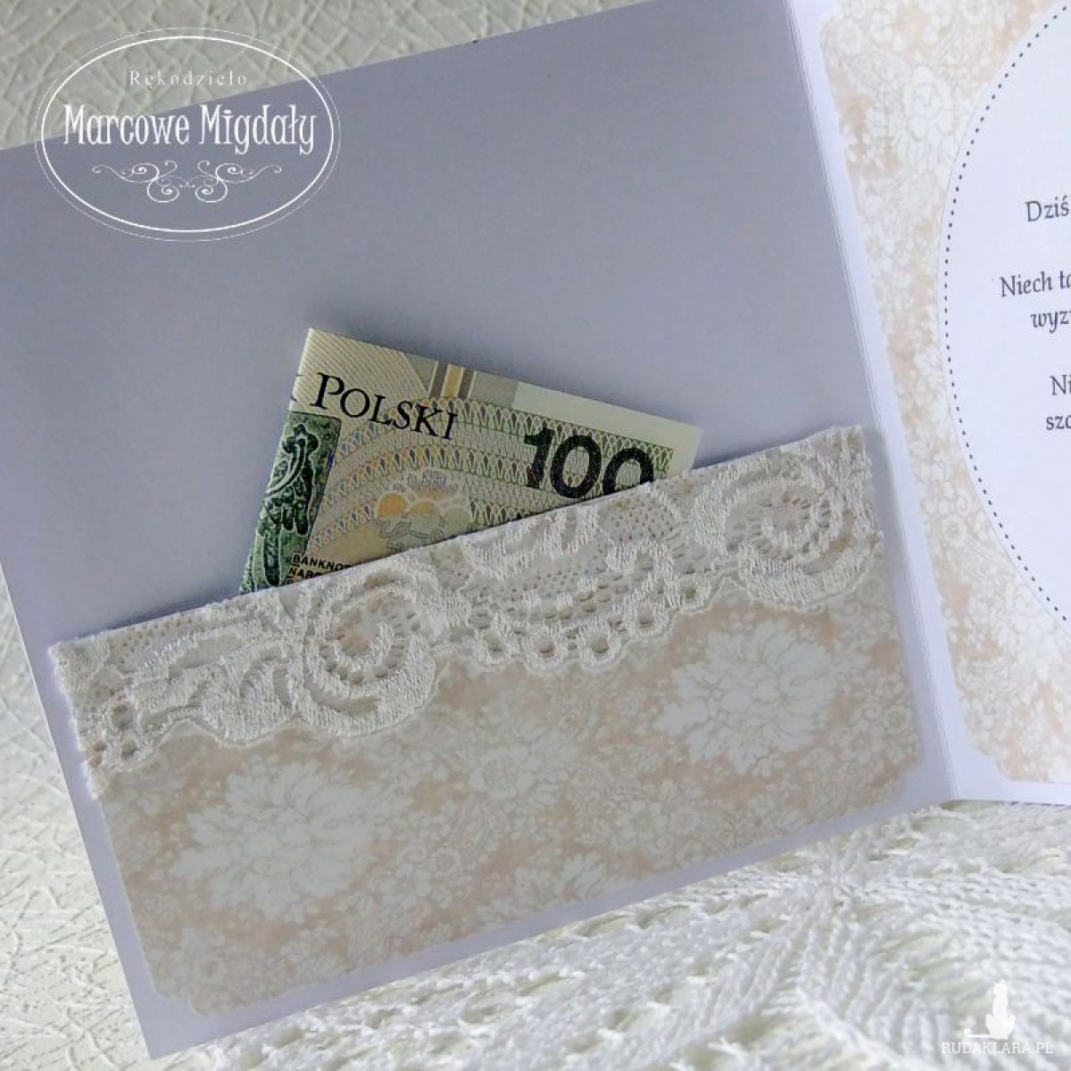 Kartka z okazji Komunii Świętej z kieszonką na banknoty