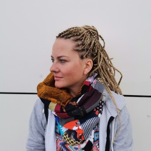 komin patchworkowy boho handmade kolorowy ciepły