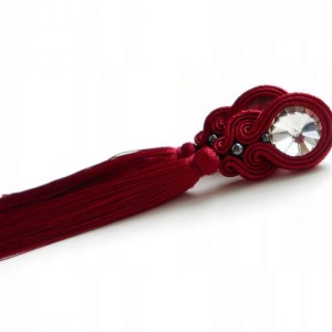 kolczyki sutasz bordowe z chwostem