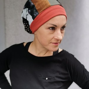 Czapka wiosenna patchworkowa smerfetka