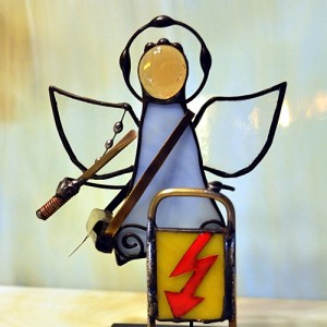 Aniołek witrażowy 3D elektryk