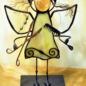 Aniołek witrażowy 3D fryzjer/ka