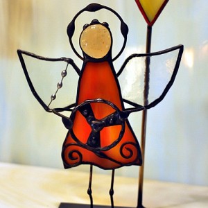 Aniołek witrażowy 3D kierowca