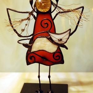 Aniołek witrażowy 3D kociarz/kociara