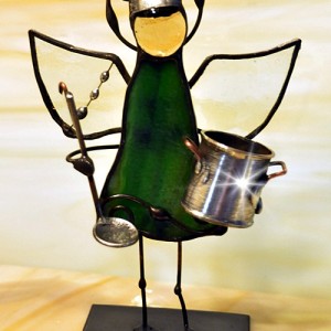 Aniołek witrażowy 3D kucharz/kucharka