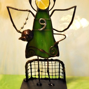 Aniołek witrażowy 3D  piłkarz