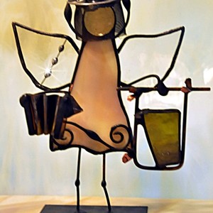 Aniołek witrażowy 3D  pszczelarz