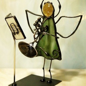 Aniołek witrażowy 3D  trębacz