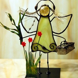 Aniołek witrażowy 3D  zielarka