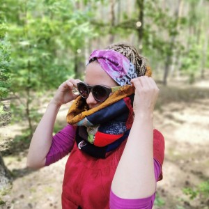 komin patchworkowy boho handmade kolorowy przejściówka