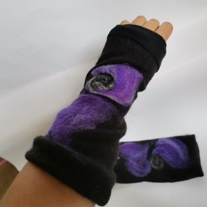 mitenki w kolorze czarnym filcowane wełna merynosów