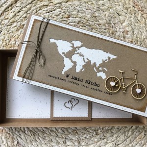 041 KARTKA NA ŚLUB W SZCZĘŚLIWĄ PODRÓŻ w stylu eco /rustykalnym