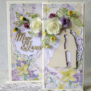 Kwiatowa kartka ślubna w pudełku