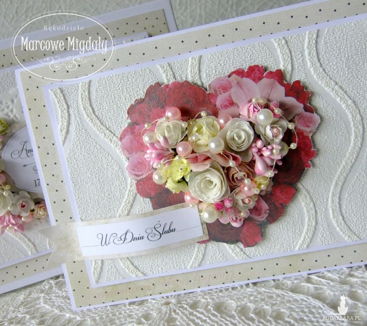 Romantyczne Serce, duża kartka ślubna w pudełku