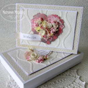 Romantyczne Serce, duża kartka ślubna w pudełku