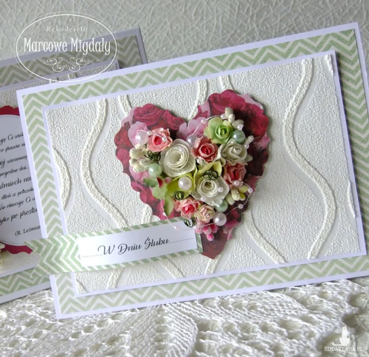 Romantyczne Serce, duża kartka ślubna w pudełku