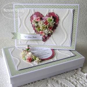 Romantyczne Serce, duża kartka ślubna w pudełku