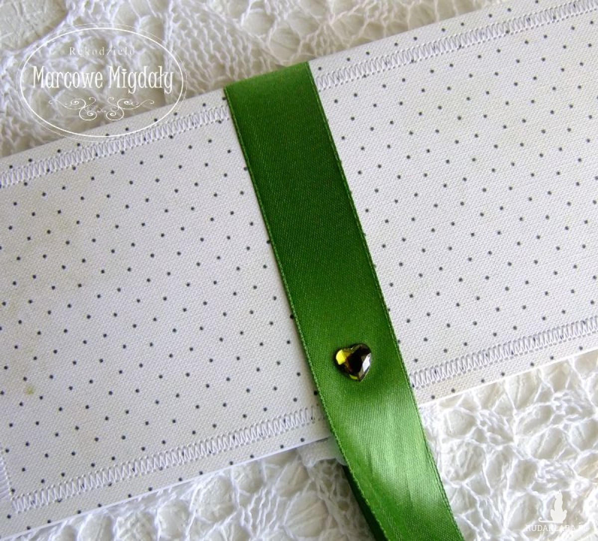 Kartka ślubna kopertówka z zielenią