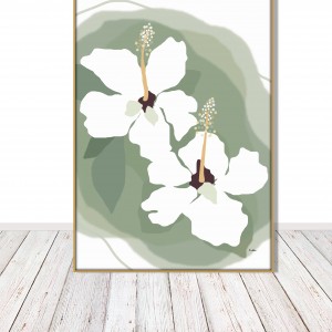 Białe kwiaty hibiscusa, grafika autorska, plik cyfrowy do pobrania, wydrukuj jak chcesz