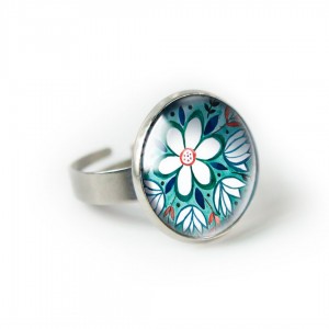 Green folk pierścionek