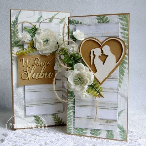 Leśna kartka ślubna w pudełku, rustykalna