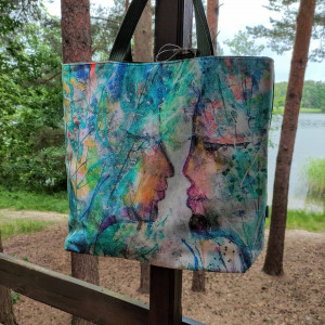 Torba na ramię Dusze Lasu, welur 50x50 cm