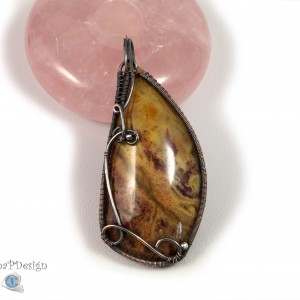 Agat pióropuszowy, Posrebrzany wisior z agatem, ręcznie wykonany, prezent dla niej, prezent dla mamy, prezent urodzinowy, biżuteria autorska