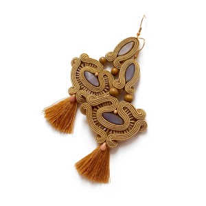 KOLCZYKI SUTASZ BOHO chwost lawenda handmade