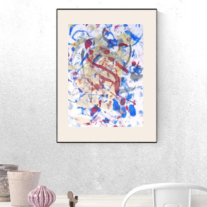 abstrakcyjna grafika 30x40, minimlistyczna dekoracja do pokoju, nowoczesny rysunek na ścianę, abstrakcyjny obrazek A3, oryginalna grafika do loftu