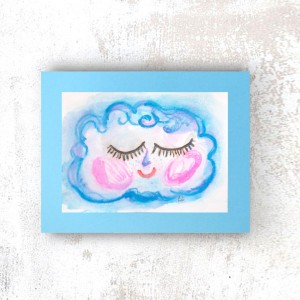 chmurka obraz na ścianę, rysunek z chmurką, chmurka, dekoracja, grafika do dziecięcego pokoju, bajkowa akwarela