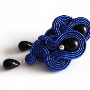 KOLCZYKI SUTASZ soutache szafirowe