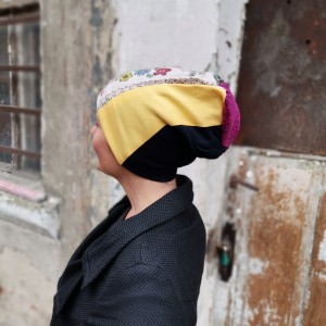 Czapka patchworkowa damska na podszewce