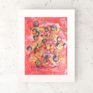 nowoczesny rysunek do salonu, abstrakcyjny obrazek, złoto czerwona grafika na ścianę, minimalizm dekoracja do loftu