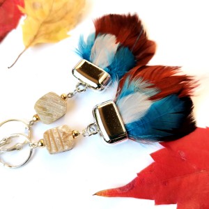 Kolczyki piora  kamienie